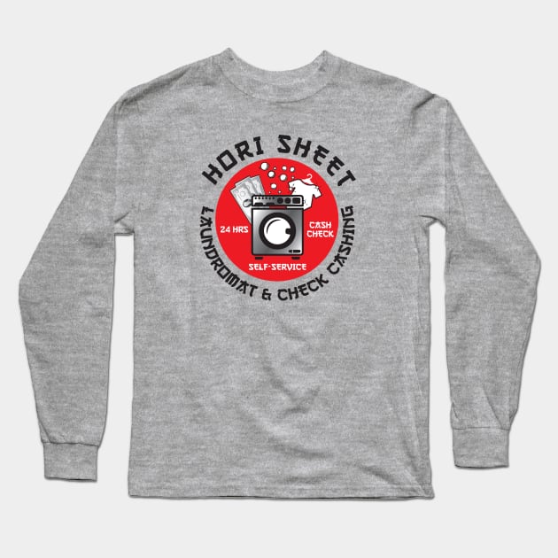 Hori Sheet Laundromat & Check Cashing Long Sleeve T-Shirt by Alema Art